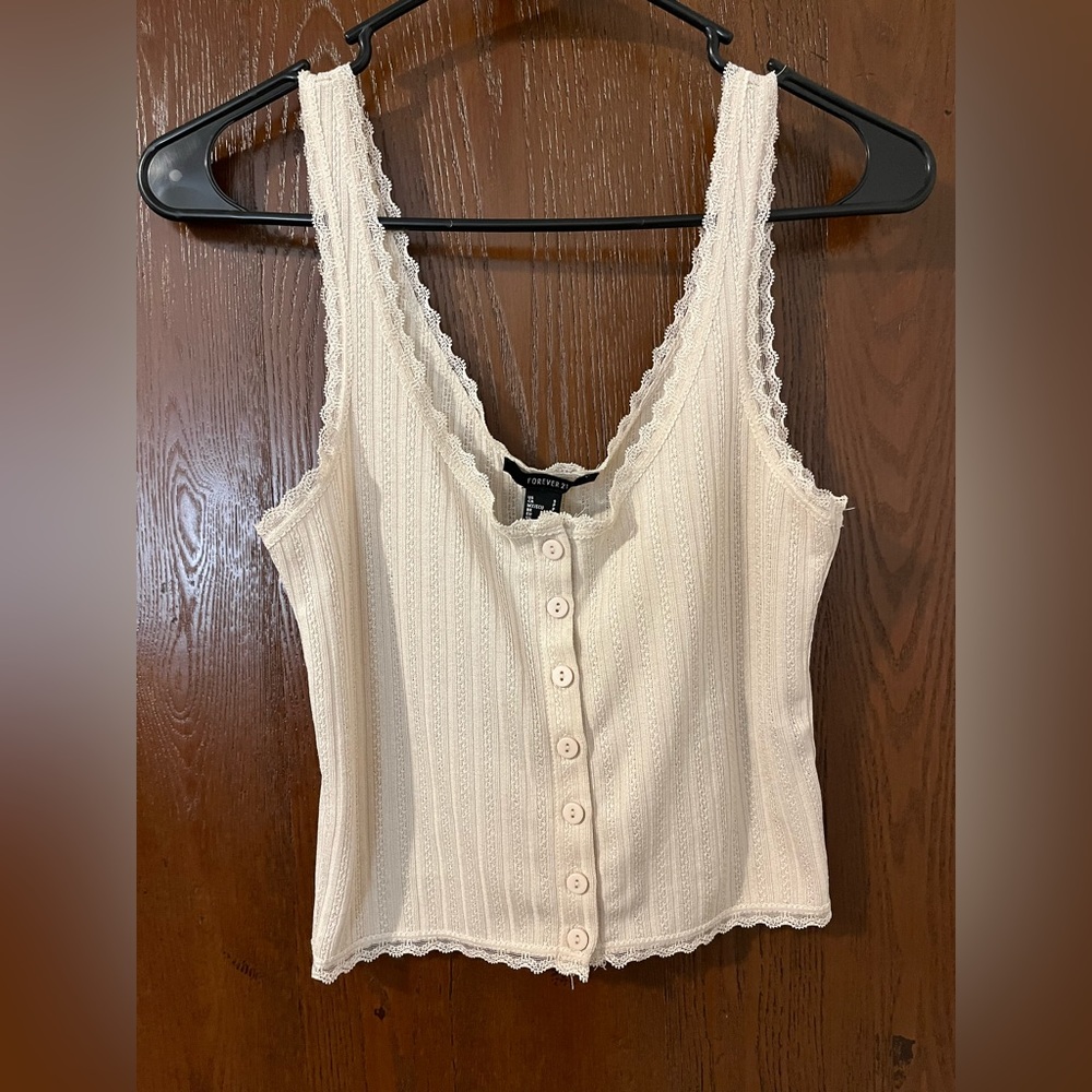 Forever 21 Lace Cream Top Small